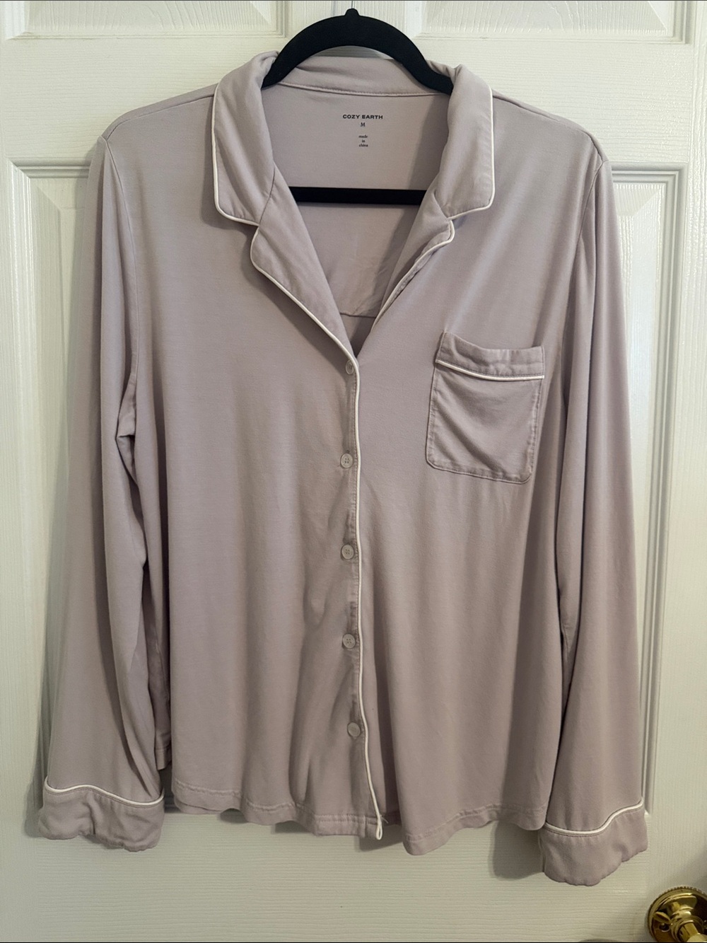 COZY EARTH MEDIUM Stretch-Knit Classic Long Sleeve Pajamas SET Lilac Bamboo - Picture 3 of 15